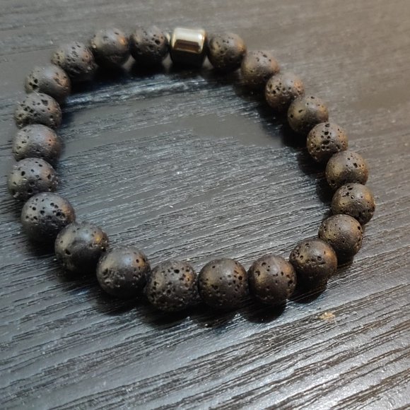 Volcanic rock lava stone bracelet - Picture 5 of 6
